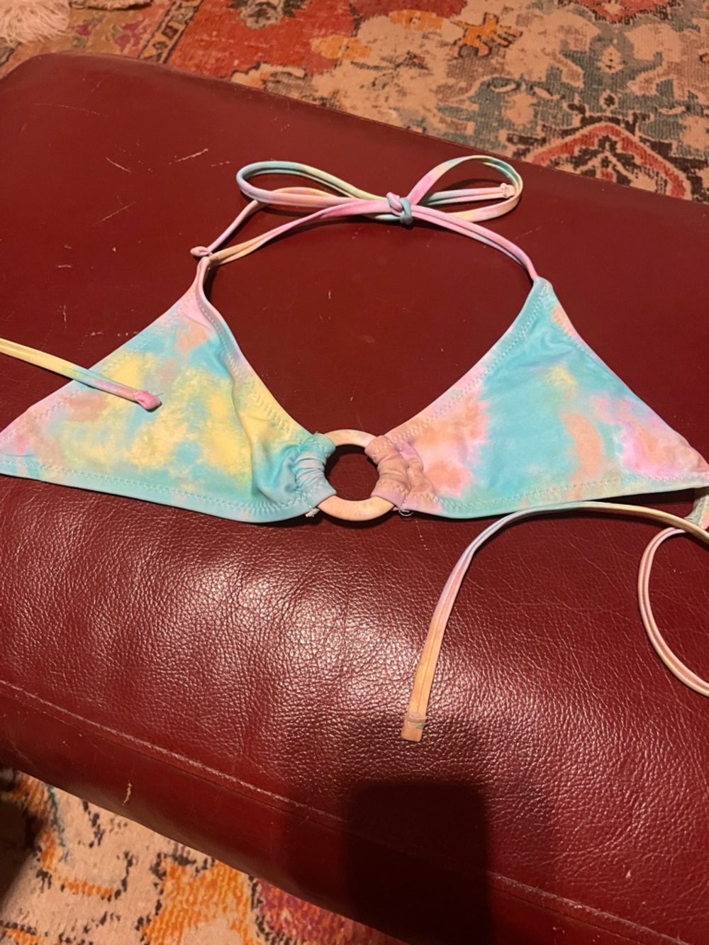 “Blackbough” Pastel Tie-Dye Bikini Bottom with tie-dye Trim, Size S
